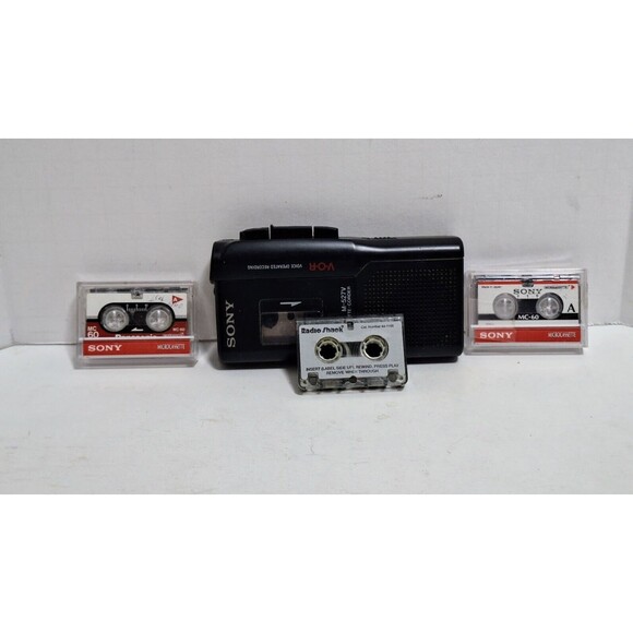 VINTAGE SONY M-527V MICROCASSETTE RECORDER W TAPES TESTED NOT WORKING PARTS ONLY - Picture 1 of 5